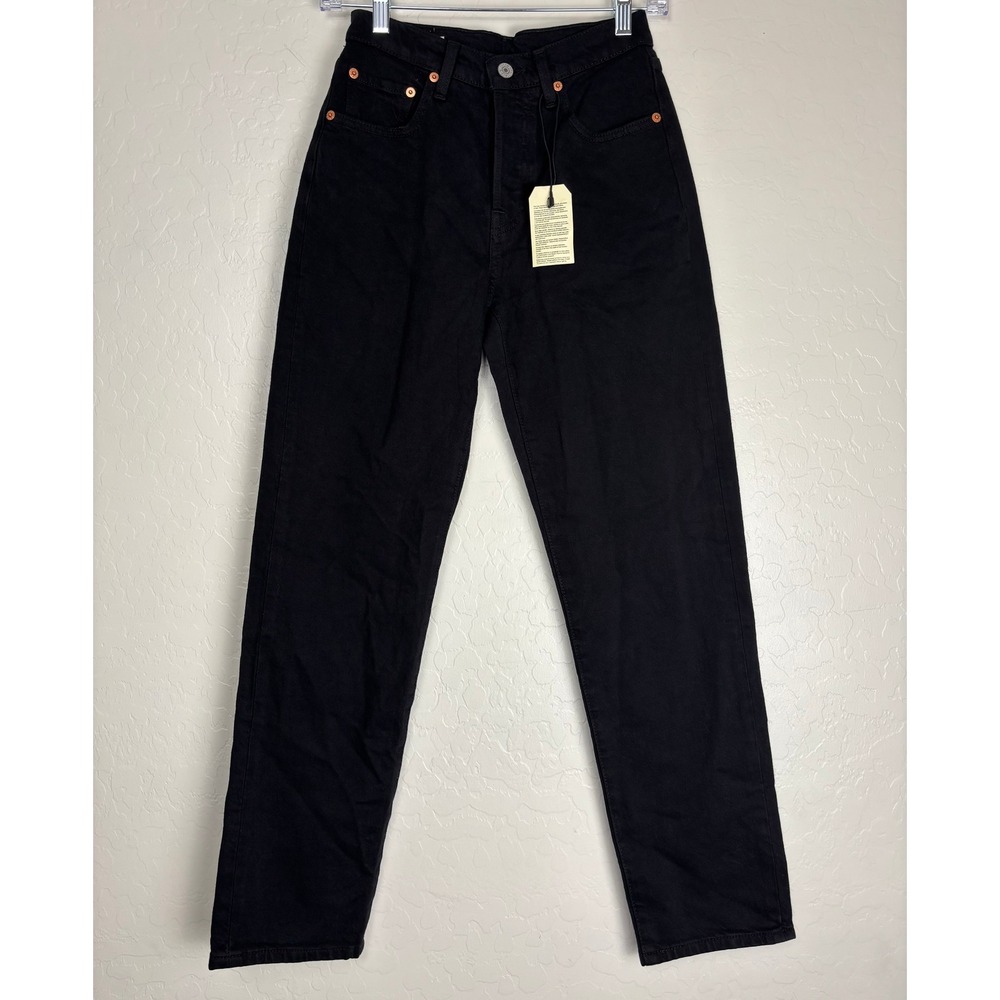 Levis 501 Original Crop Jeans 24x28 Black High Rise Straight Button Fly 2824